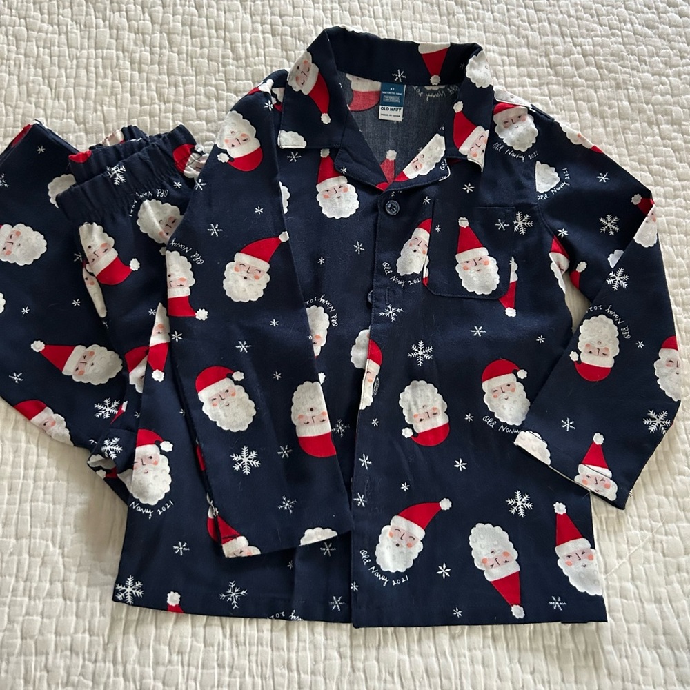 Old Navy Kids Santa Print Pajama Set - Navy